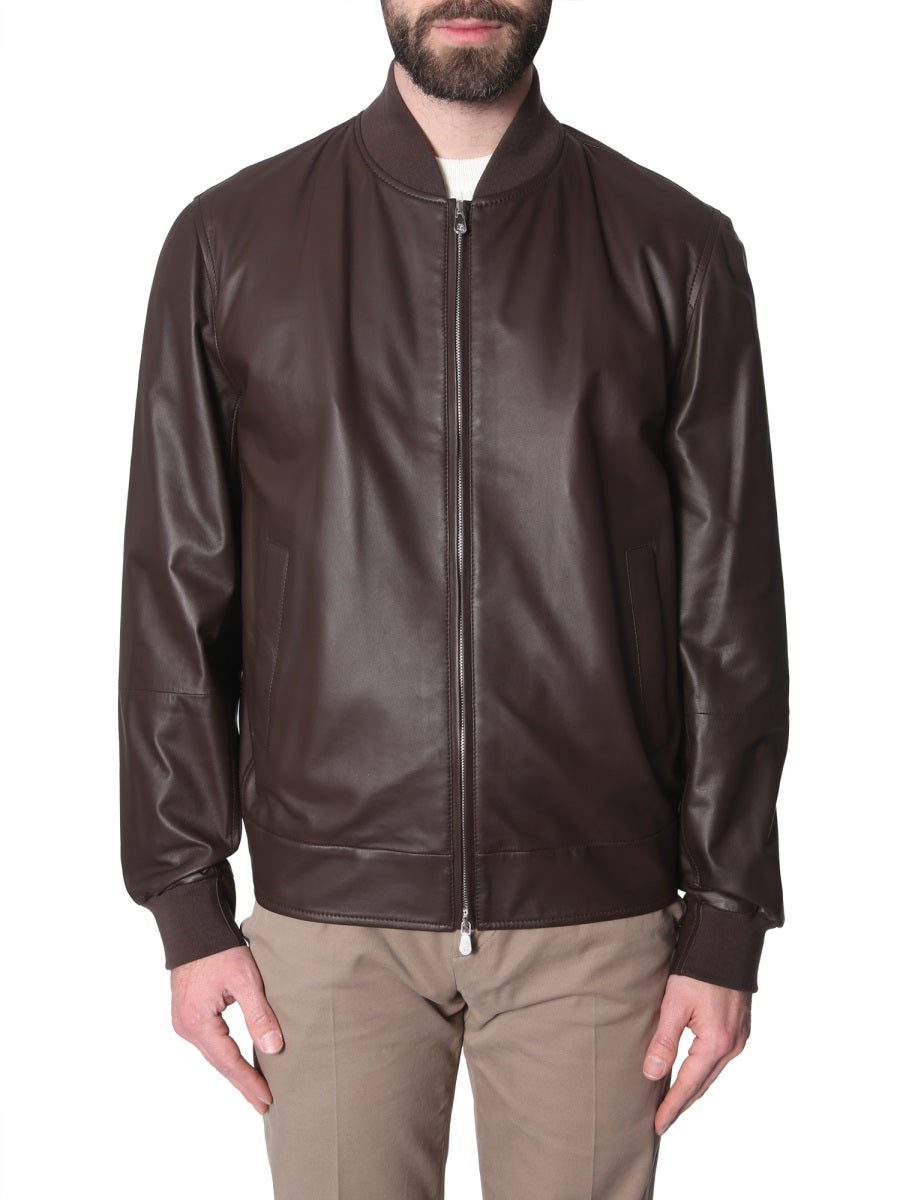 BRUNELLO CUCINELLI BRUNELLO CUCINELLI LEATHER BOMBER JACKET