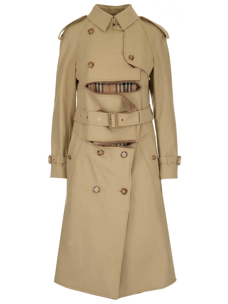 Burberry Deconstructed Belted Shearling Trench Coat