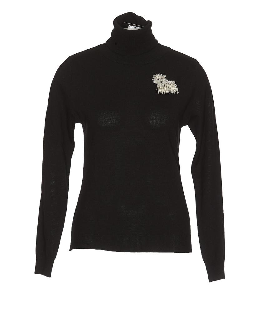 BOUTIQUE MOSCHINO BOUTIQUE MOSCHINO TURTLENECK BEADED DOG SWEATER