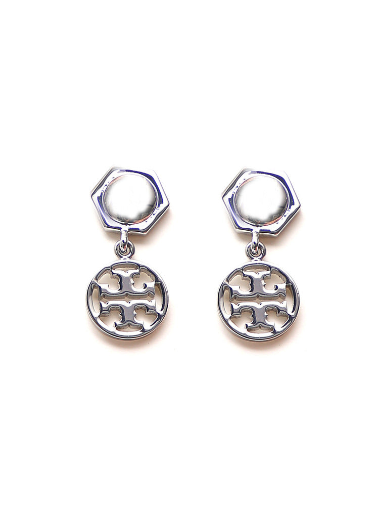 TORY BURCH TORY BURCH HEXAGON LOGO DROP EARRINGS