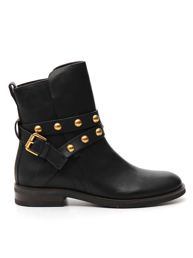 SEE BY CHLOÉ SEE BY CHLOÉ STUDDED BUCKLE DETAIL ANKLE BOOTS