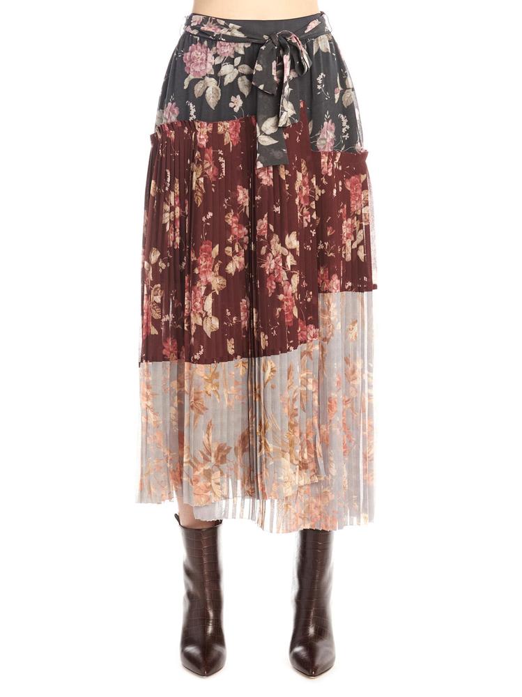 ZIMMERMANN ZIMMERMANN FLORAL PLEATED ASYMMETRIC SKIRT