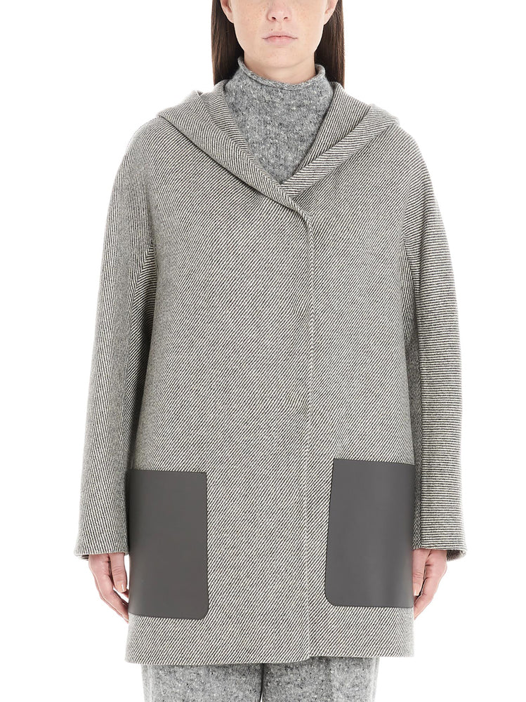 AGNONA AGNONA HOODED CONTRAST POCKETS COAT