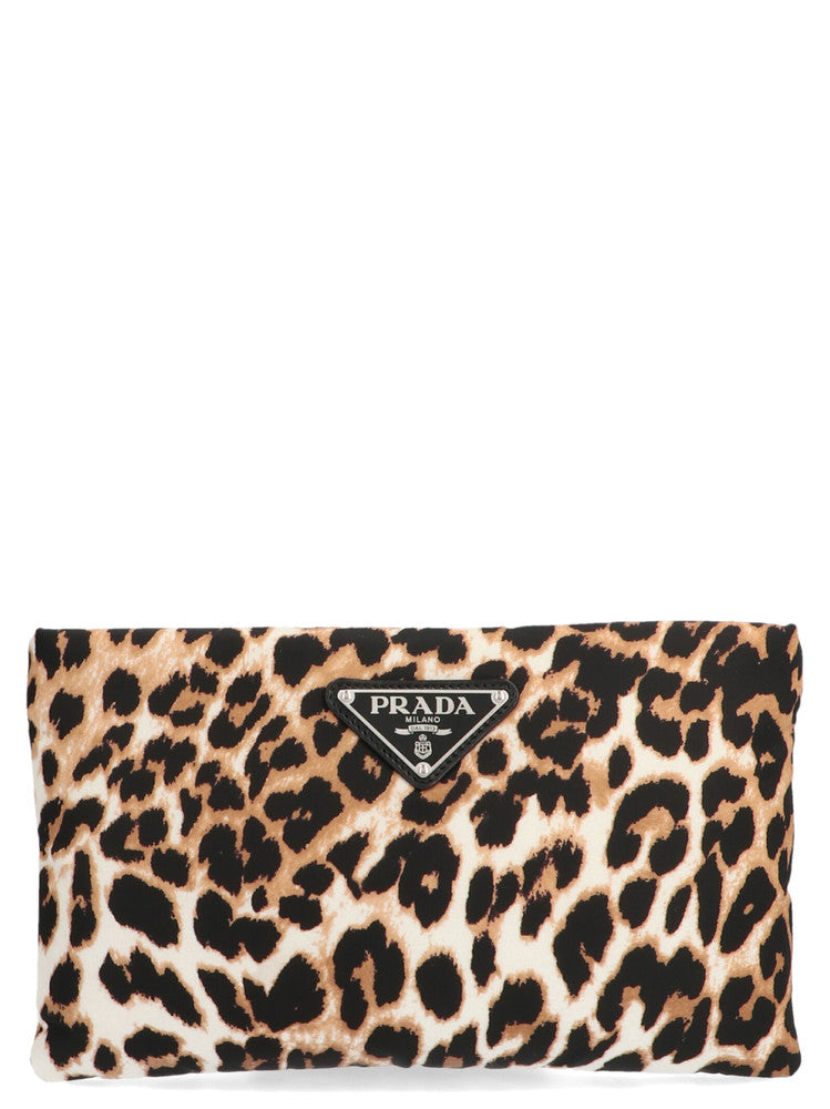 Prada Leopard Print Logo Mini Clutch 