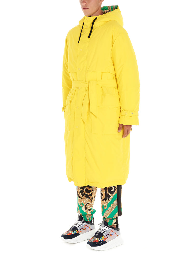 Versace Barocco Homme Print Reversible Coat In Yellow | ModeSens