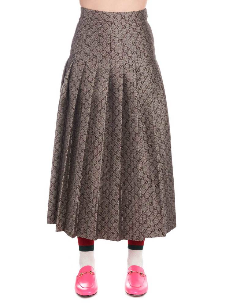 GUCCI GUCCI ALL OVER LOGO PLEATED SKIRT