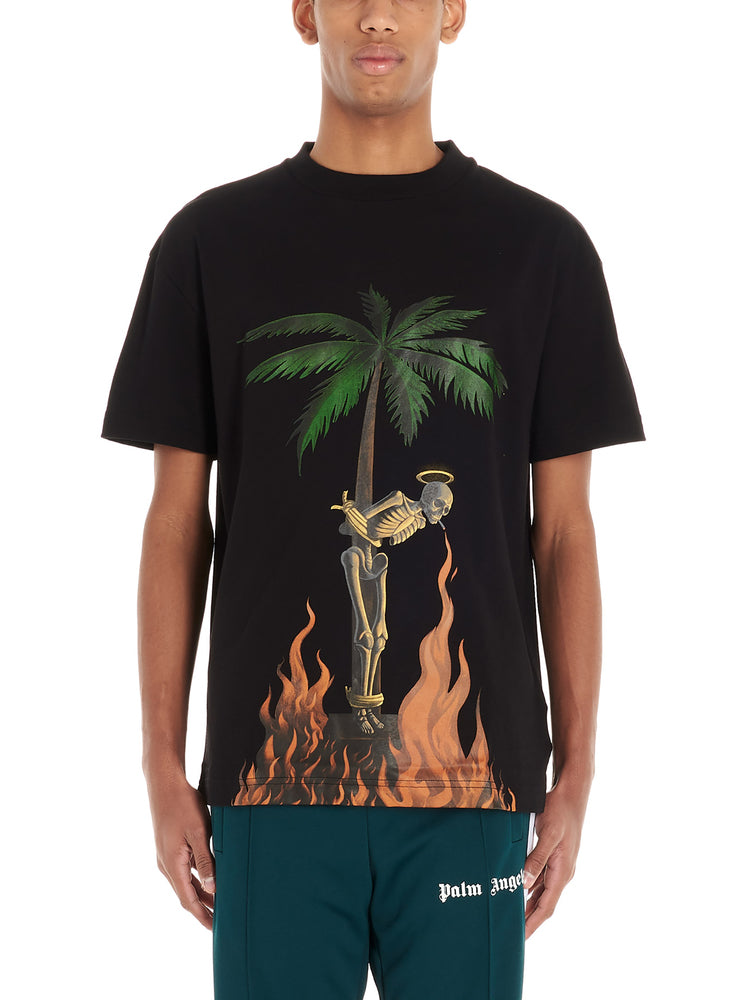 Palm Angels Skeleton Logo Printed T-Shirt – Cettire