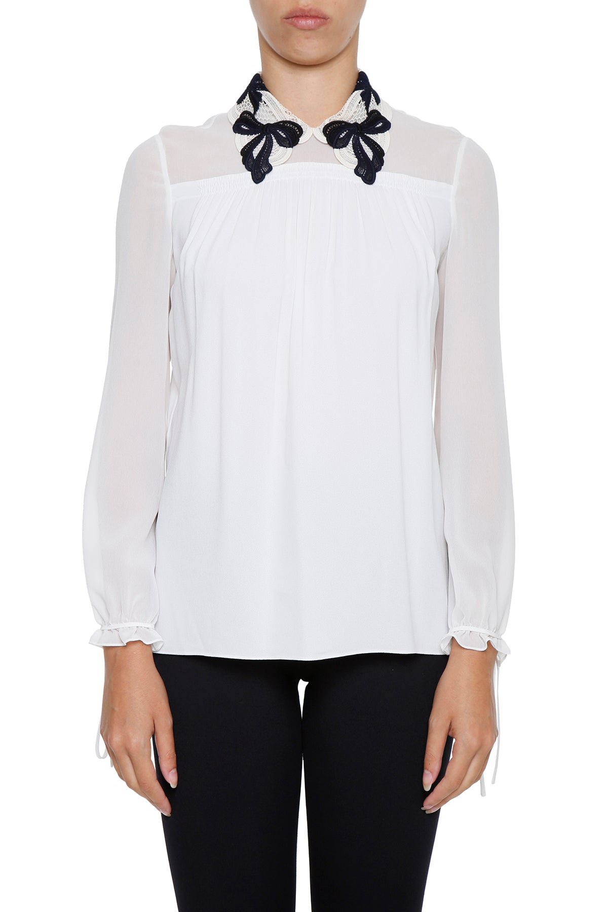 MIU MIU MIU MIU RIBBON COLLAR BLOUSE