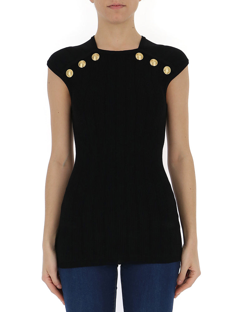 BALMAIN BALMAIN BUTTON DETAIL KNIT TOP