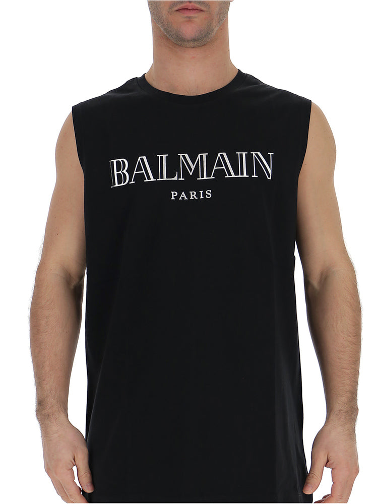 BALMAIN BALMAIN LOGO PRINT SLEEVELESS T