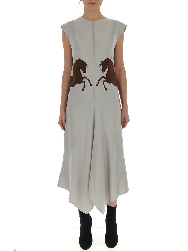 CHLOÉ CHLOÉ HORSE PRINT ASYMMETRIC DRESS