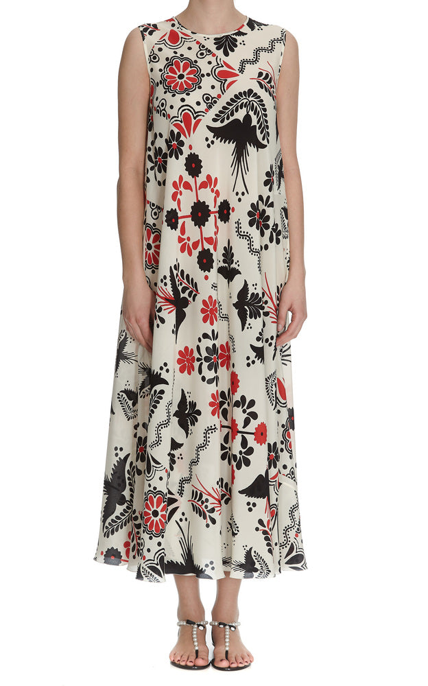 RED VALENTINO RED VALENTINO PRINTED MIDI DRESS