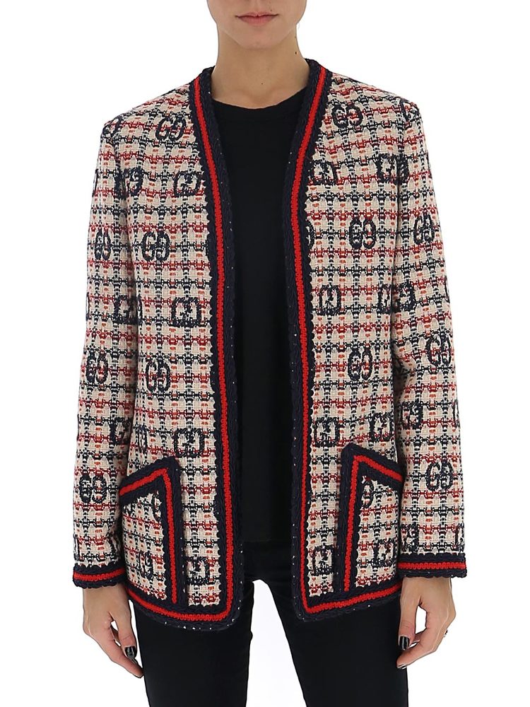 GUCCI GUCCI GG CHECK CONTRAST TRIMMED JACKET