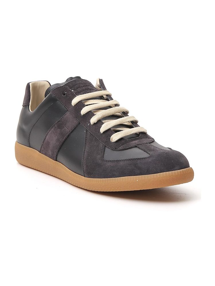 Maison Margiela Brown Leather And Suede Replica Sneakers In Black ...