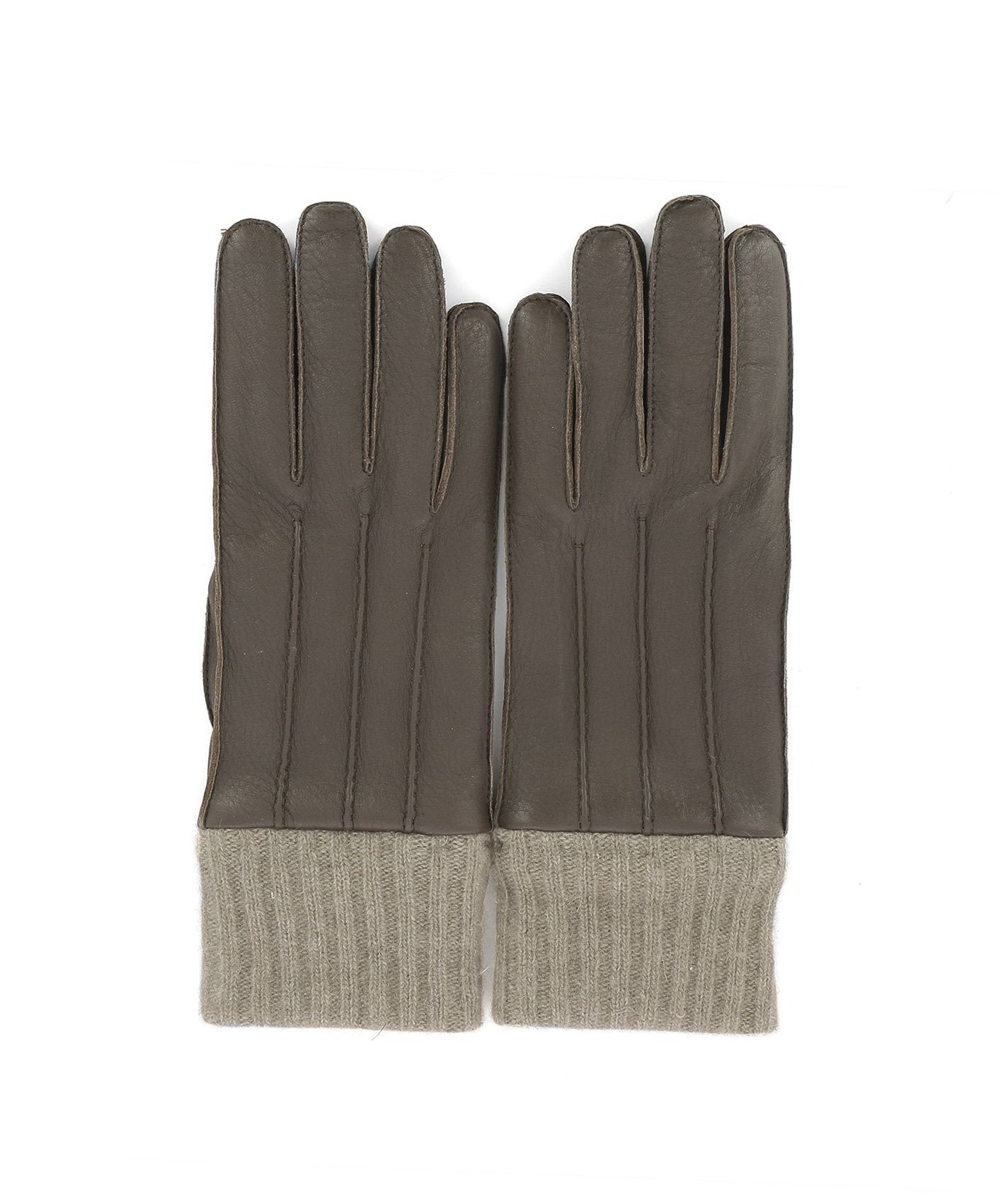 Ferragamo Salvatore  Ribbed Cuff Gloves In Brown