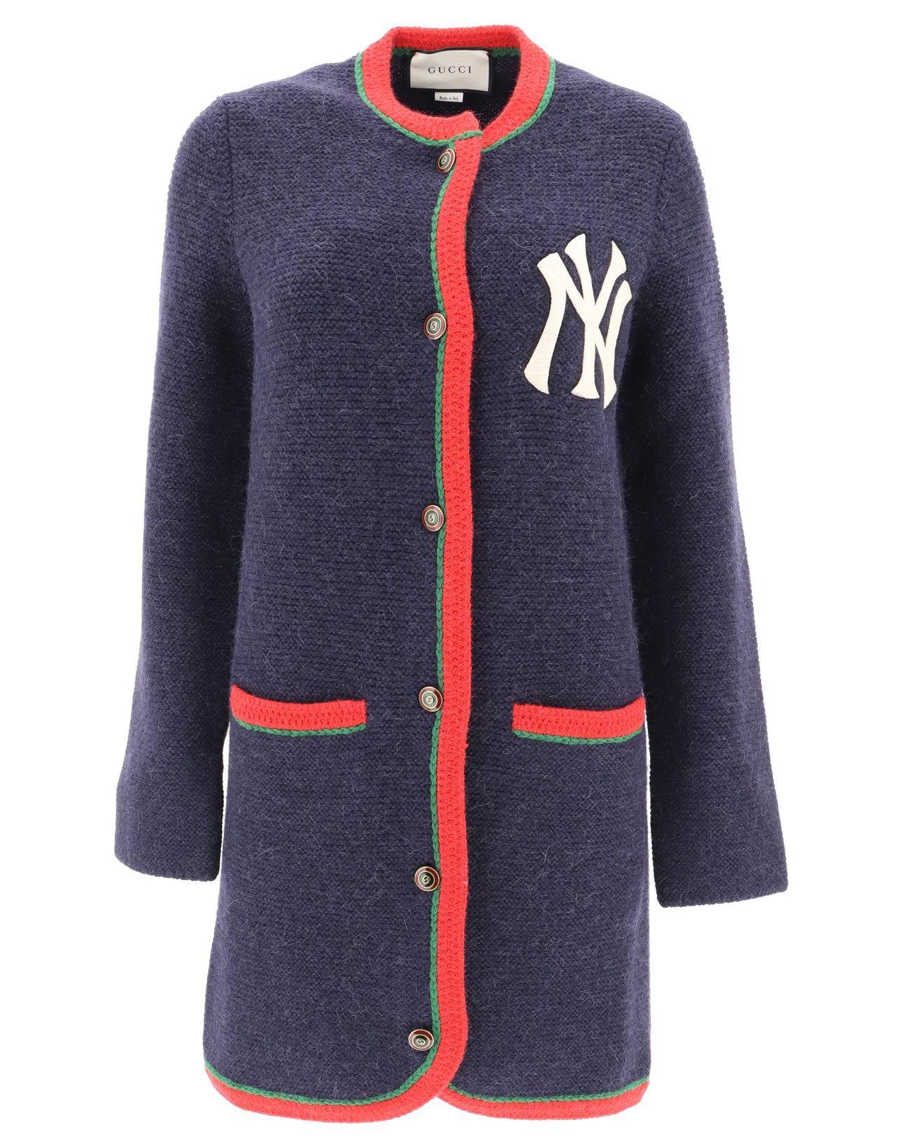 GUCCI GUCCI NY YANKEES™ PATCH LOGO DETAIL CARDIGAN