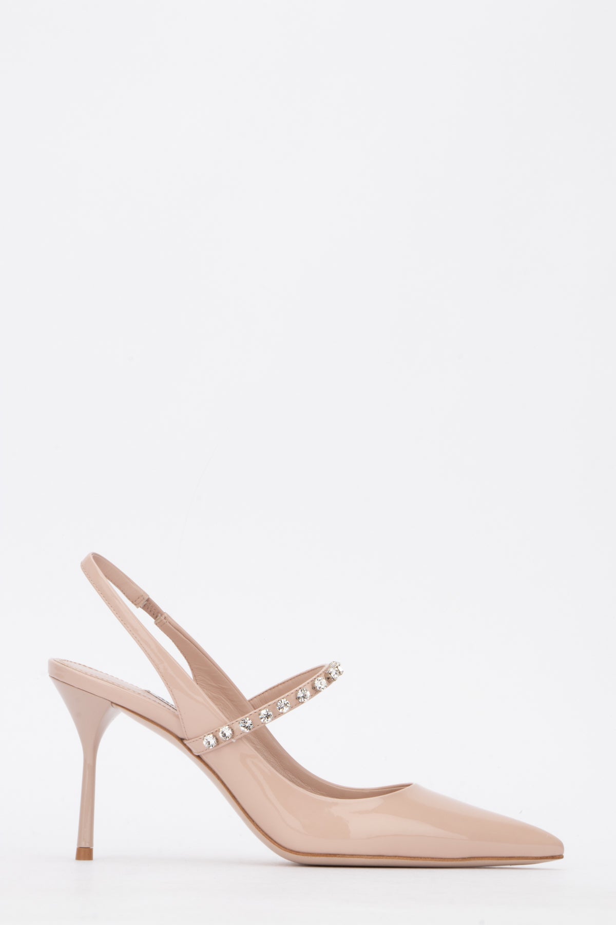 MIU MIU MIU MIU CRYSTAL EMBELLISHED STRAP SLINGBACK PUMPS