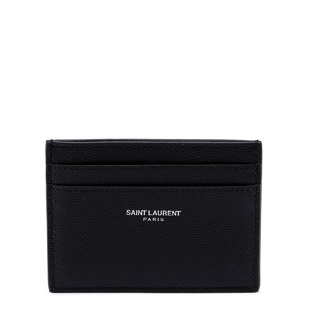 Saint Laurent Logo Print Cardholder In Black