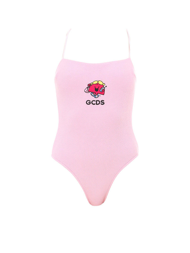 Gcds Embroidered Logo One Piece In Pink