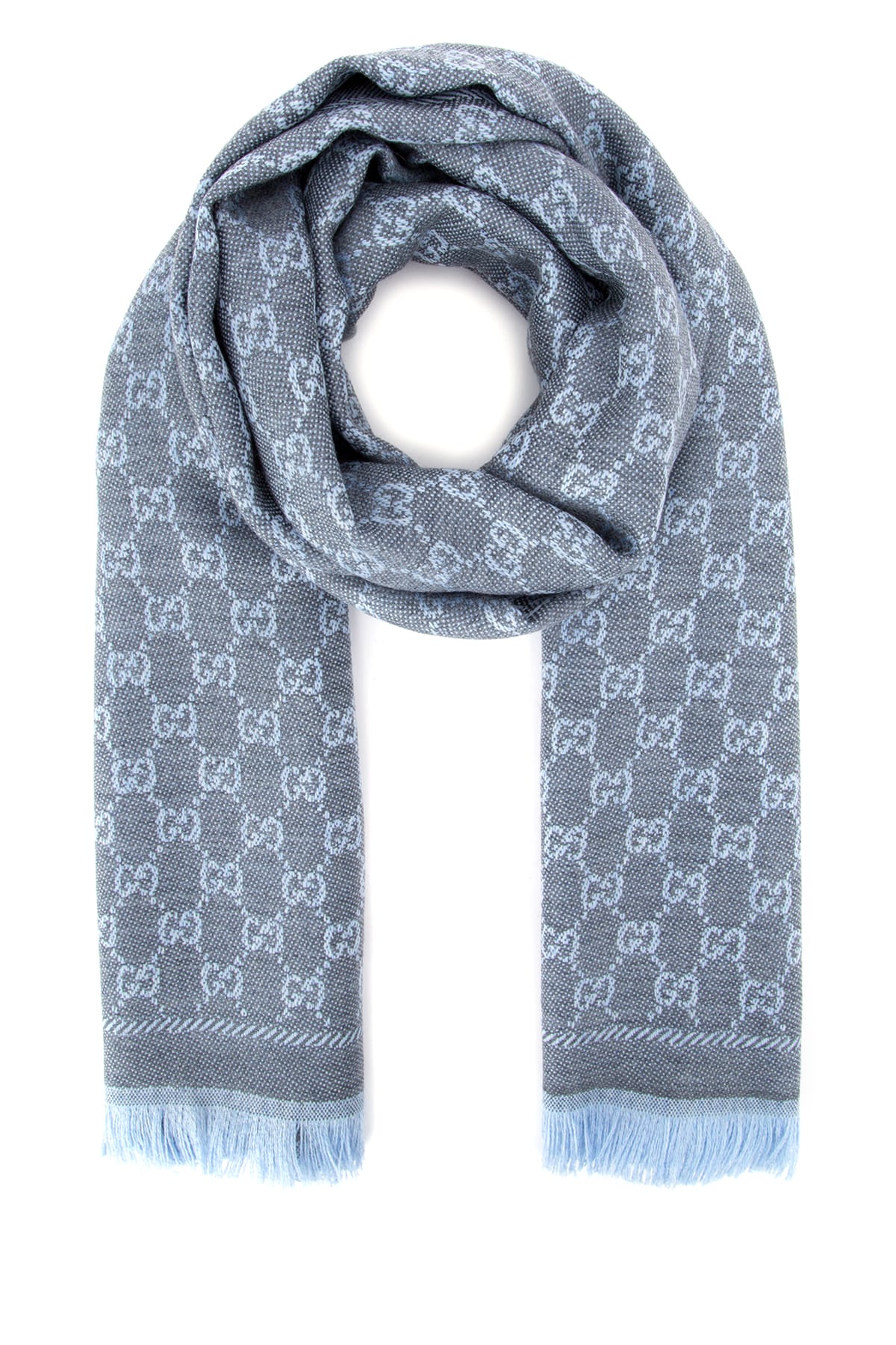 Gucci Gg Jacquard Scarf In Blue