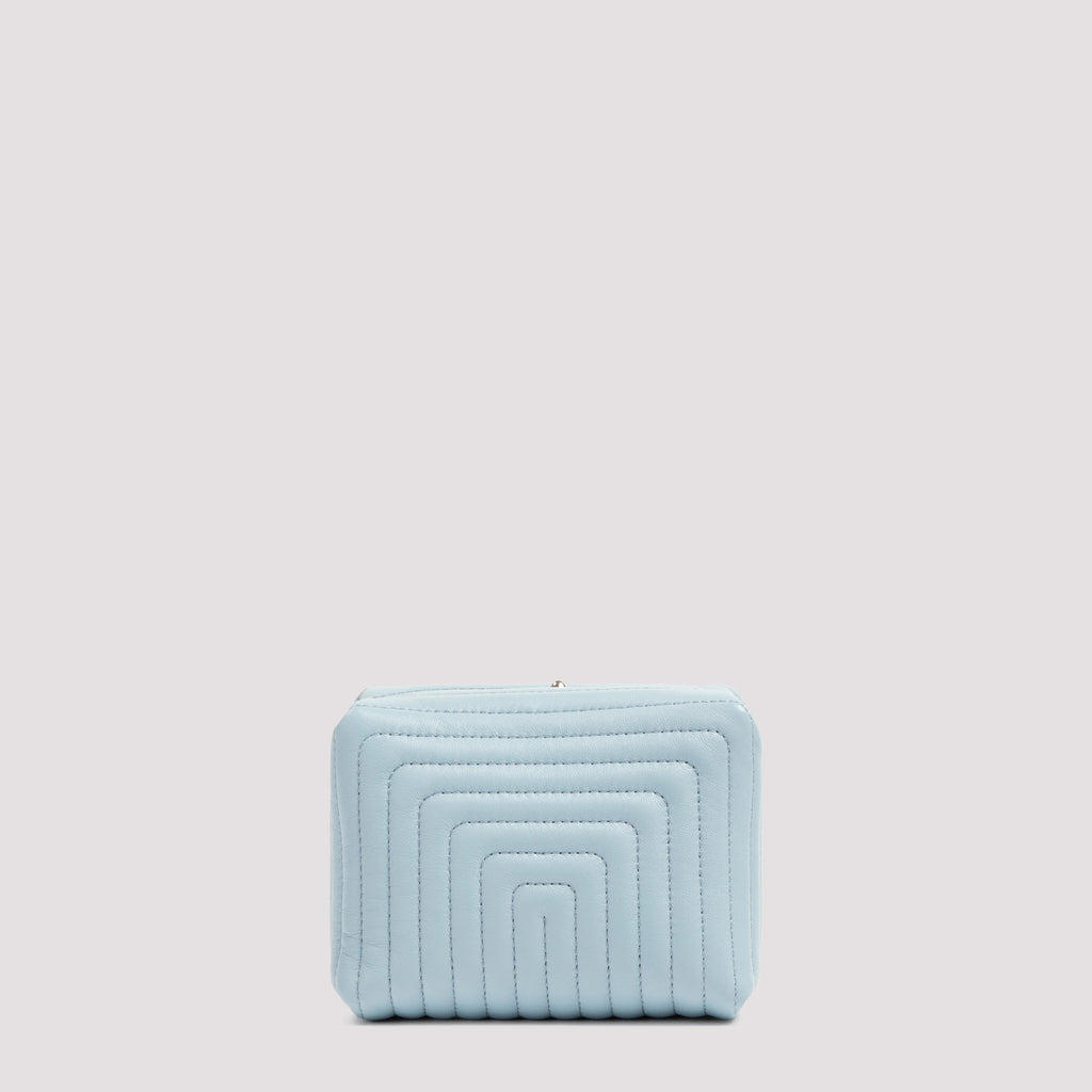 Jil Sander Goji Mini Soft Quilted Leather Clutch In Blue