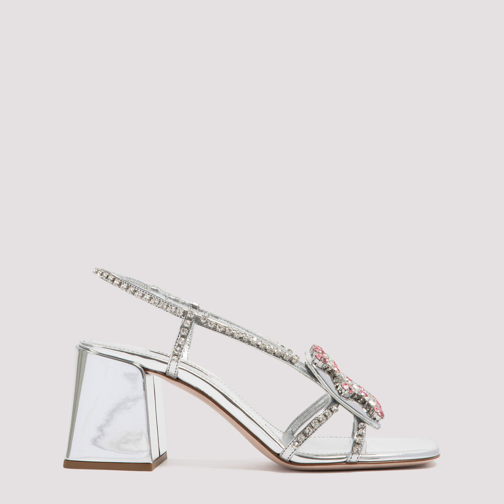 MIU MIU MIU MIU CRYSTAL EMBELLISHED BLOCK HEEL SANDALS