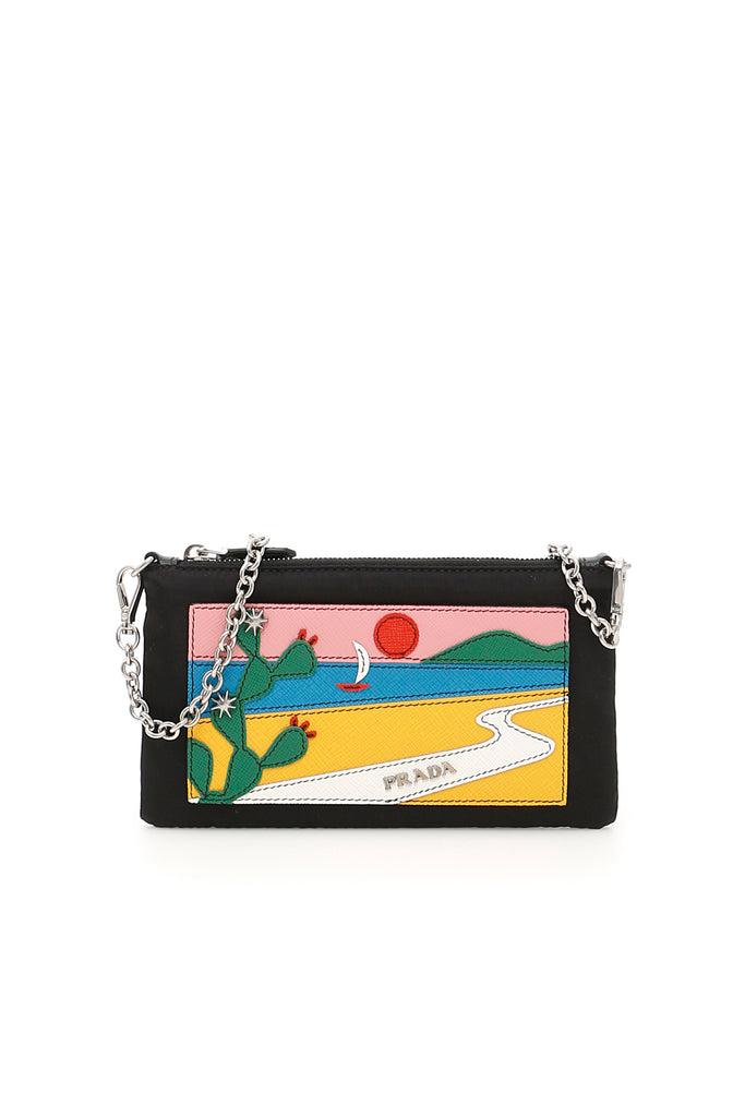 PRADA PRADA LOGO PATCH CLUTCH BAG