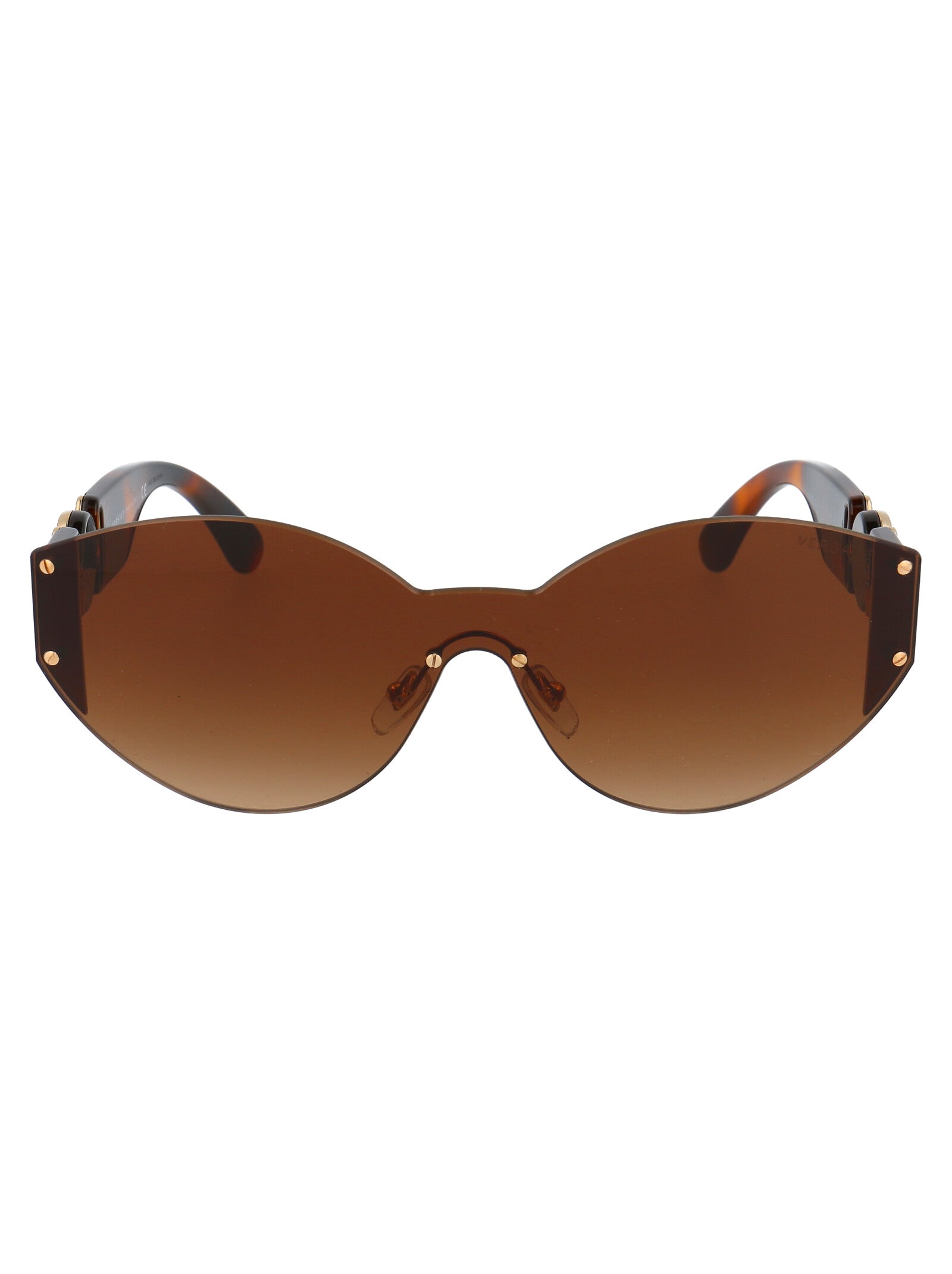 Versace Eyewear Oval Frame Sunglasses In Brown