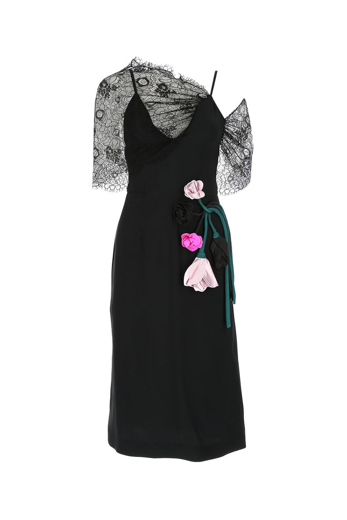 PRADA PRADA FLORAL LACE MIDI DRESS