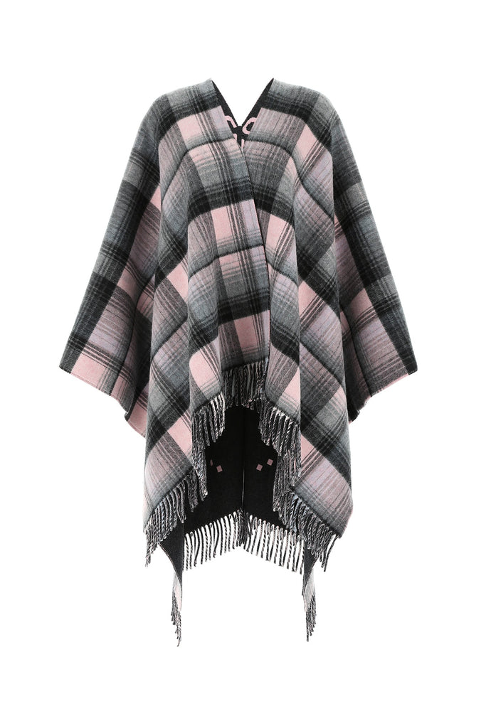 Gucci Reversible Gg Check Fringed Poncho In Multi