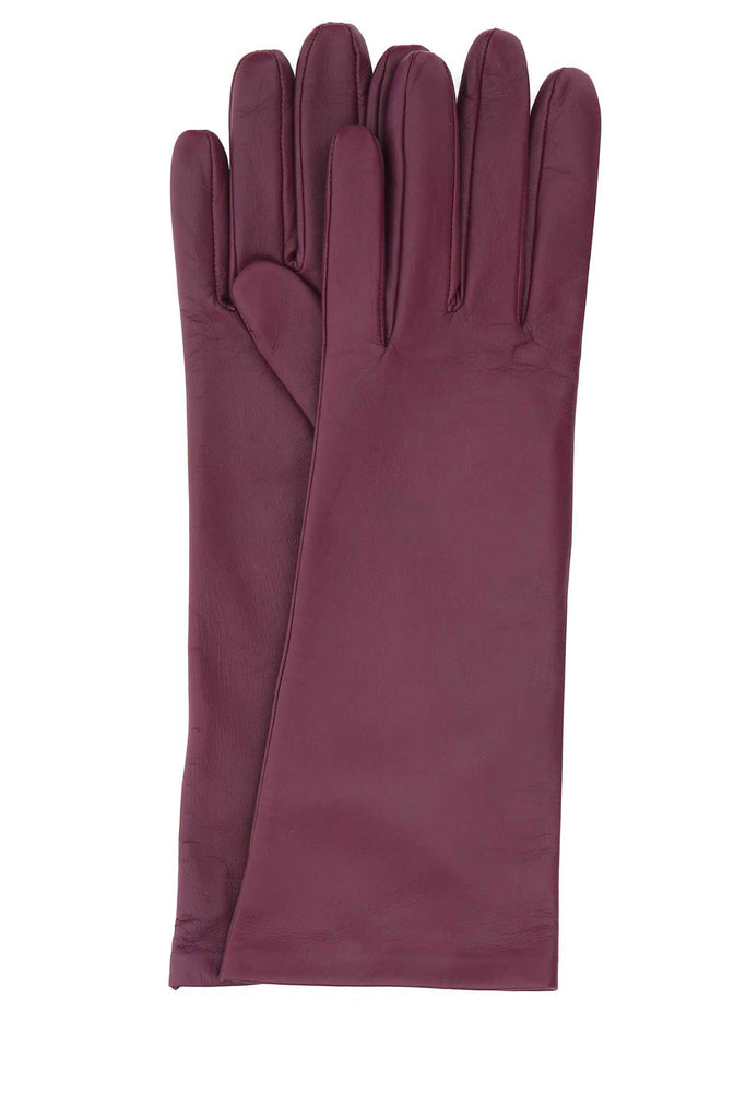 Saint Laurent Embossed Logo Gloves In Purple