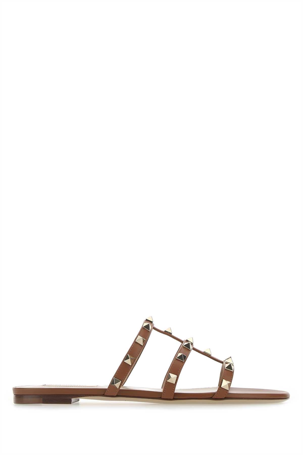 Valentino Garavani Rockstud Sandals In Brown