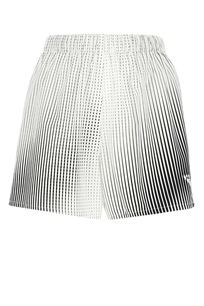 PRADA PRADA LOGO PRINT STRIPED SHORTS