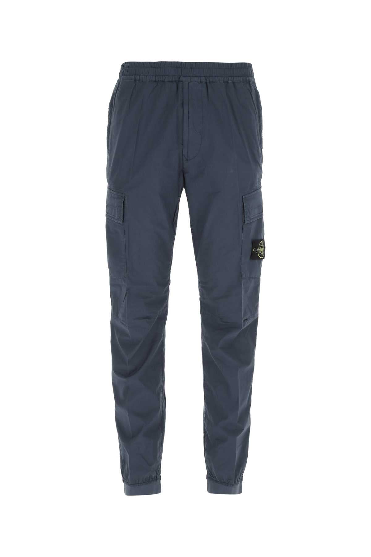 Stone Island Logo Badge Cargo Pants In Blue