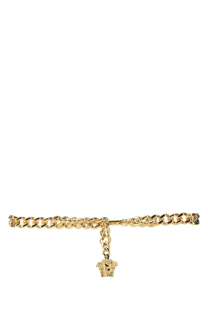 Versace Medusa Embellished Chain Link Belt In Gold