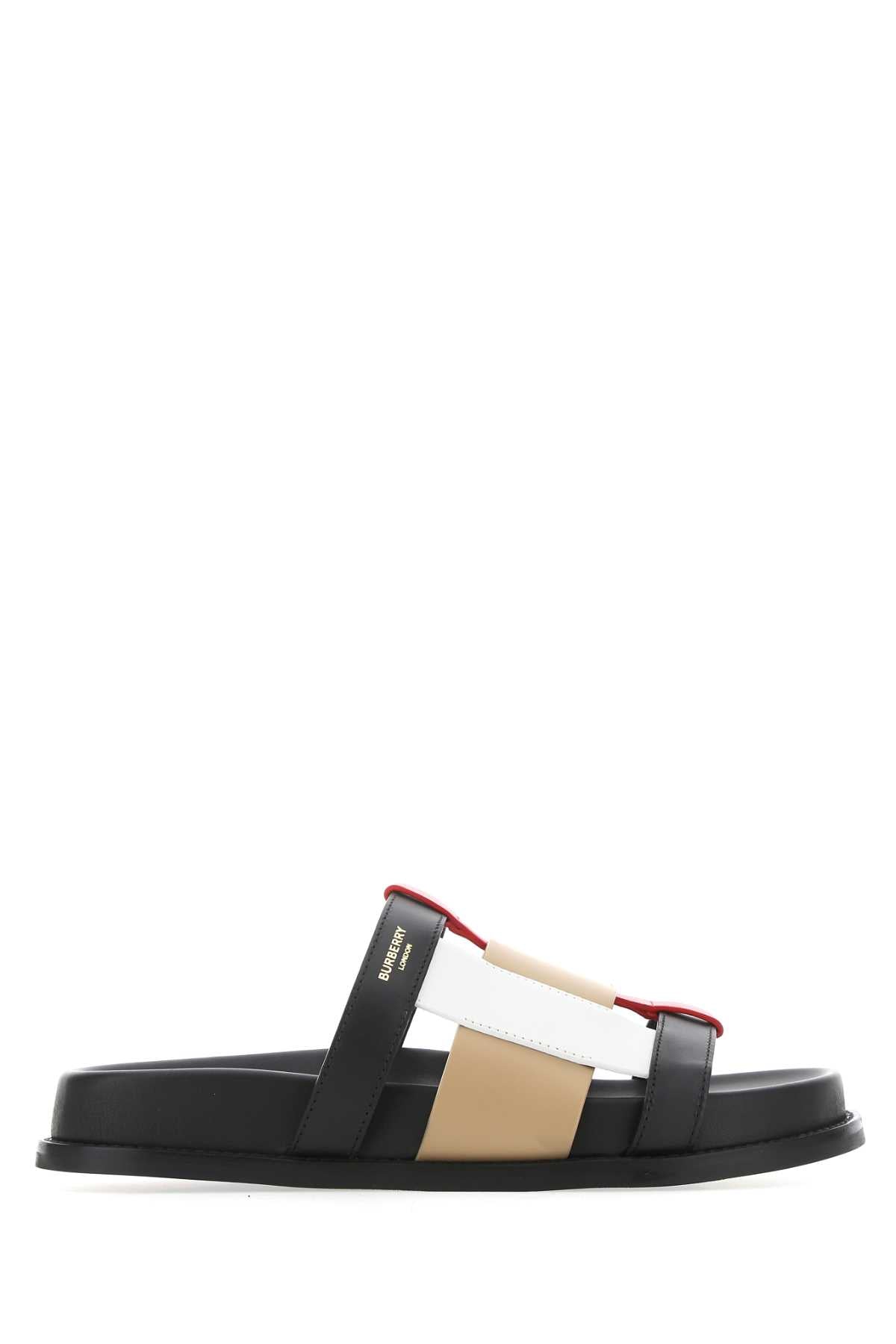 BURBERRY BURBERRY COLOUR BLOCK SLIDE SANDALS