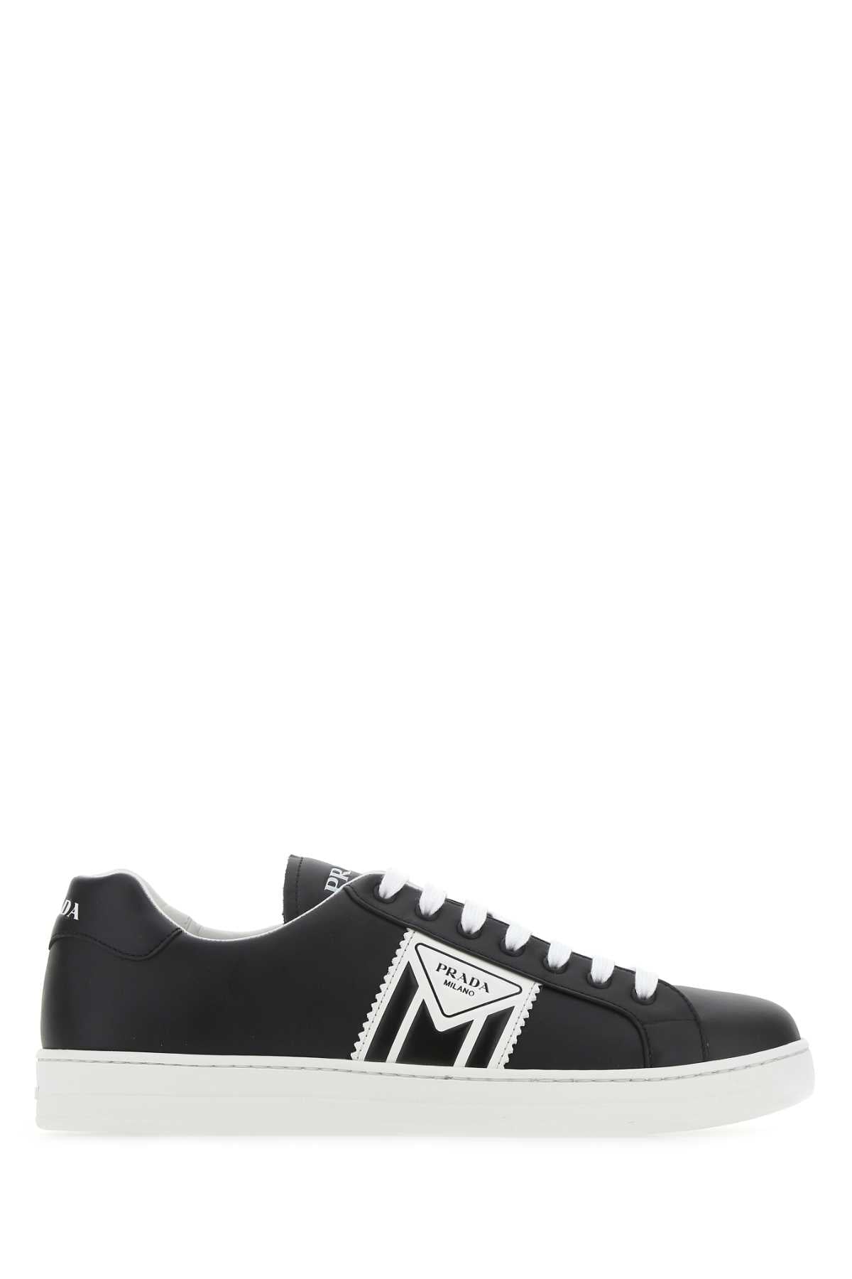 Prada Logo Patch Sneakers In Black