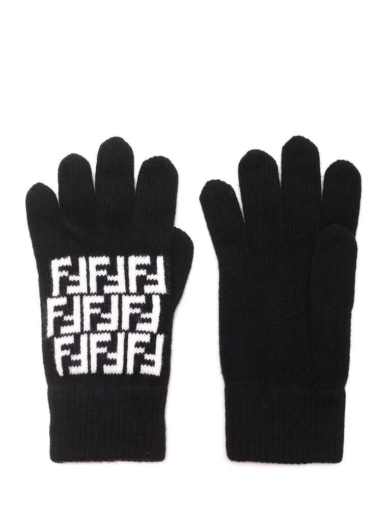 Fendi Ff Knitted Gloves In Multi