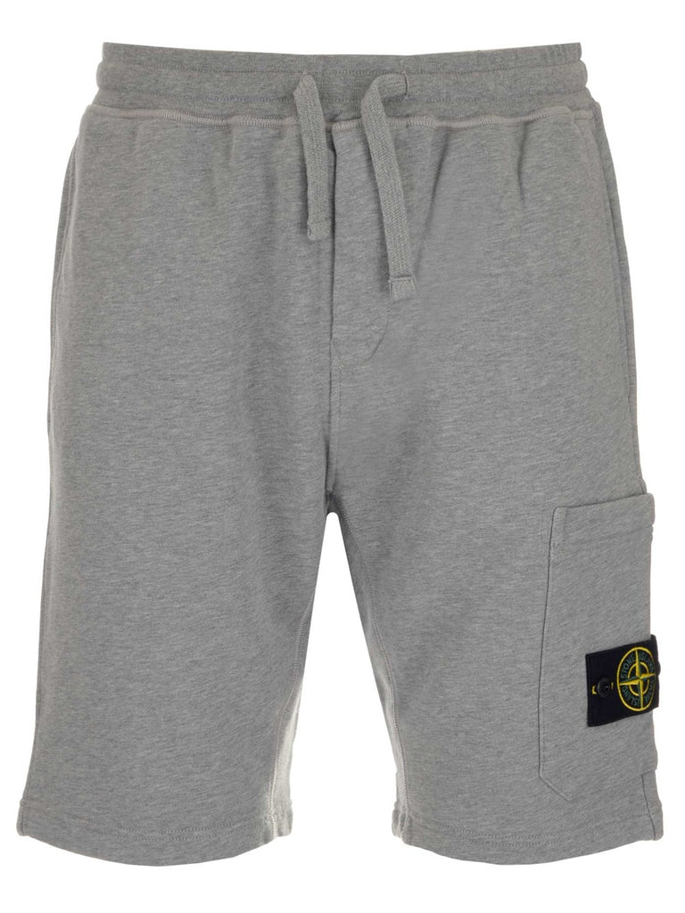 Stone Island Logo Patch Sweat Shorts In Grey