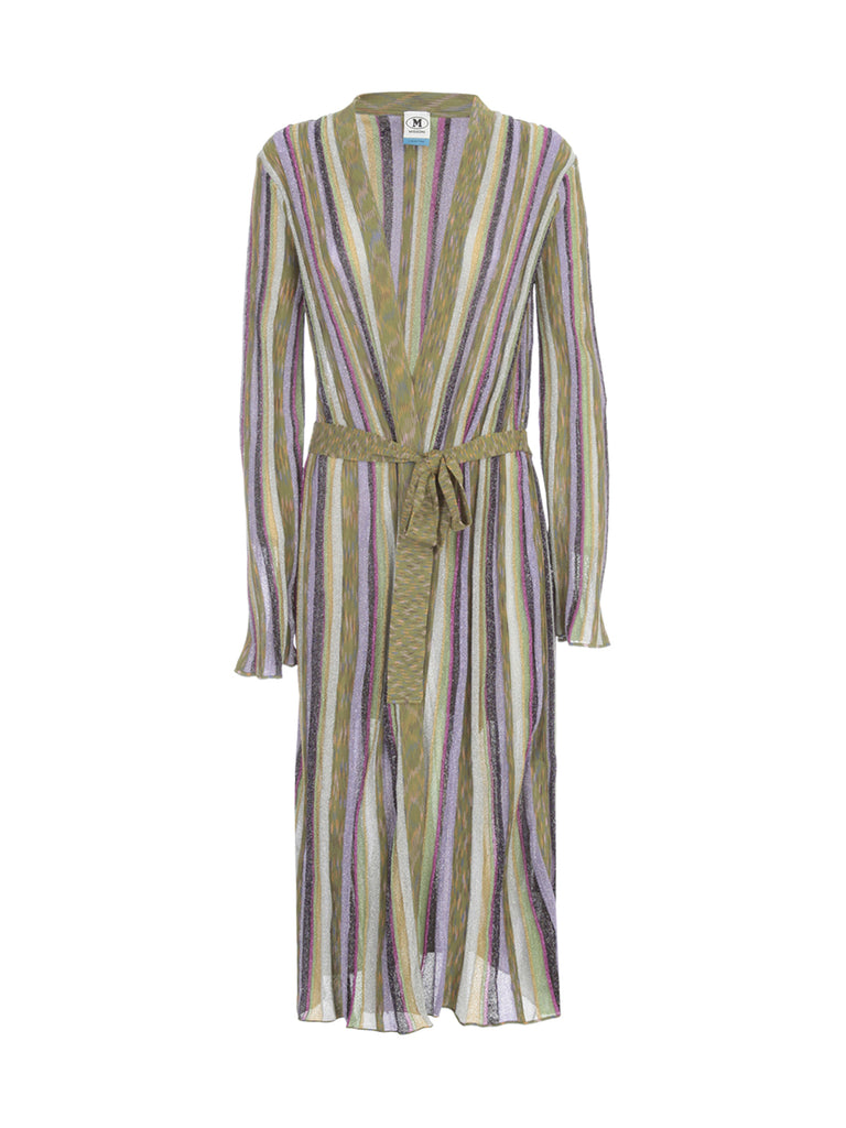 M MISSONI M MISSONI GLITTER STRIPED LONG KNIT CARDIGAN