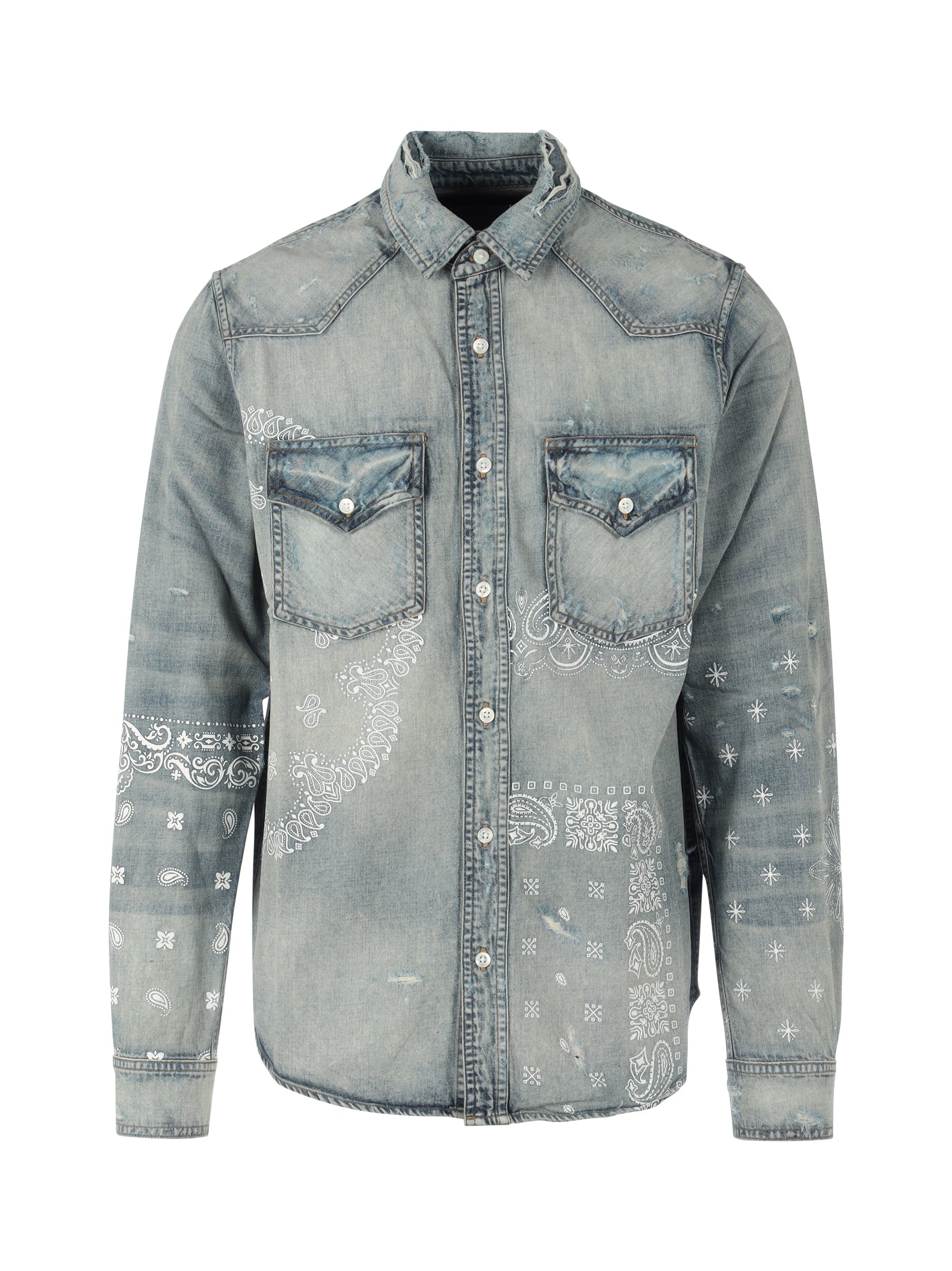 AMIRI AMIRI BANDANA PRINT DENIM SHIRT