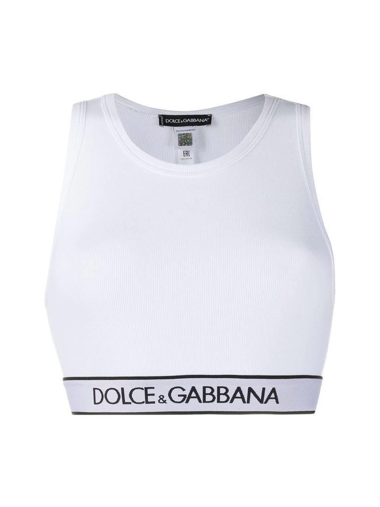 Dolce & Gabbana Logo Band Crop Top In White