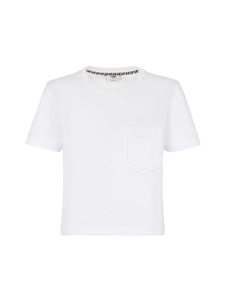 FENDI FENDI LOGO EMBOSSED CROPPED T