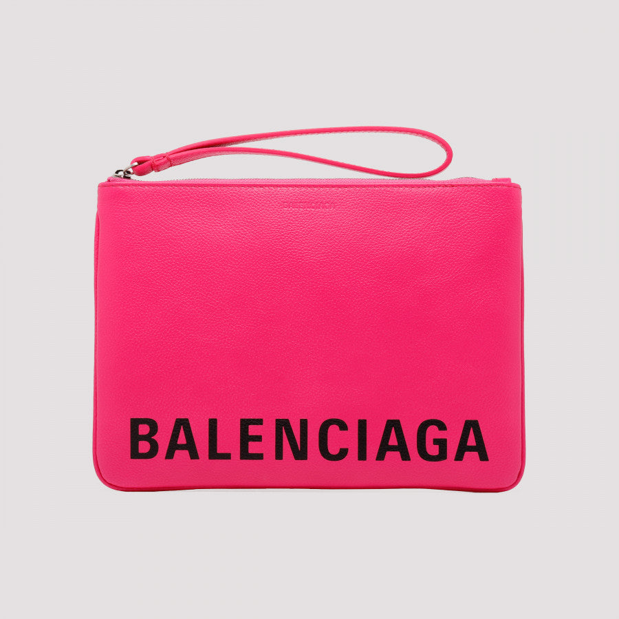 Balenciaga Logo Printed Clutch Bag In Pink