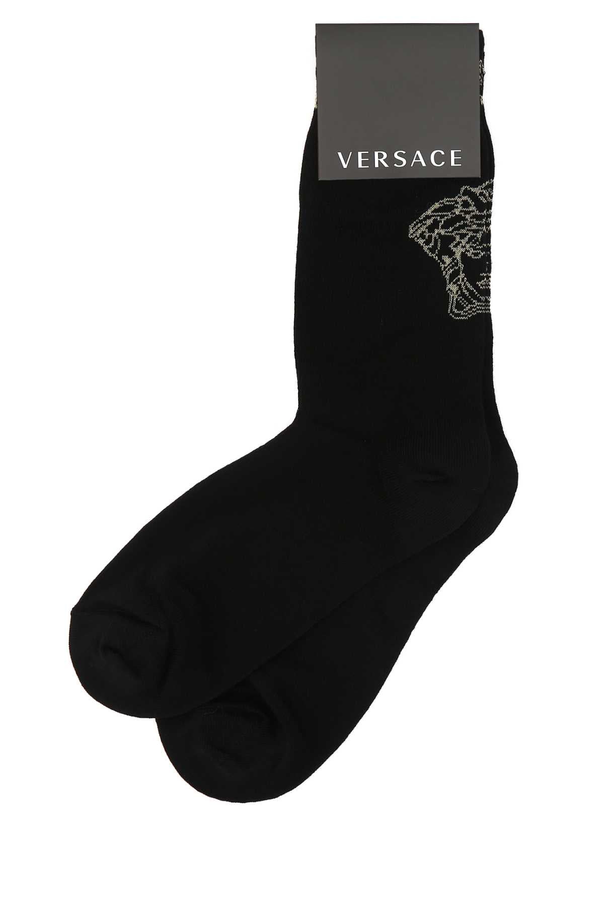 Click to view more detailed imagery on our partner's website Versace Medusa Intarsia Socks In Black
