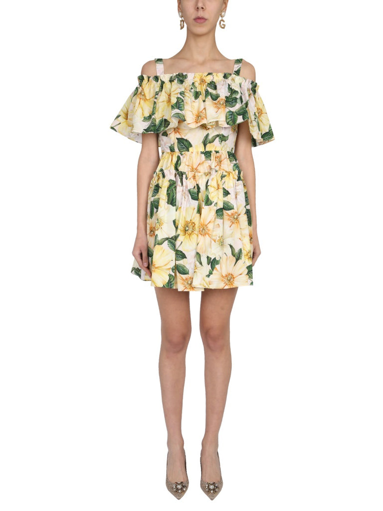 DOLCE & GABBANA DOLCE & GABBANA CAMELLIA PRINTED MINI DRESS