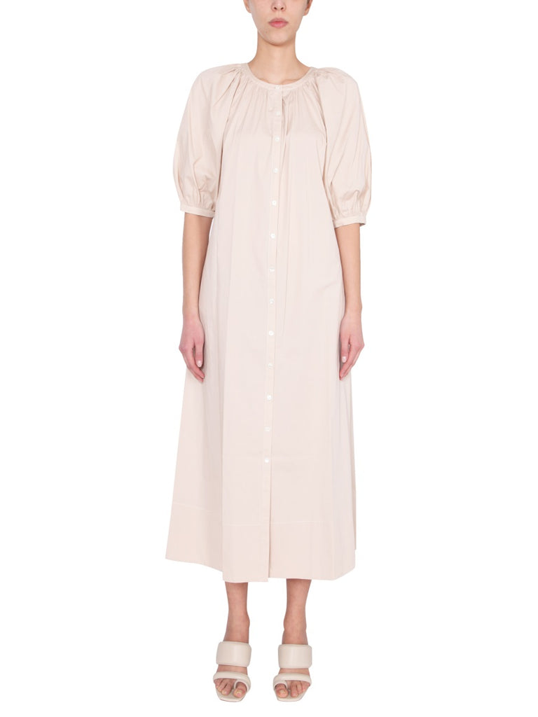 STAUD STAUD VINCENT PUFF SLEEVE MIDI DRESS