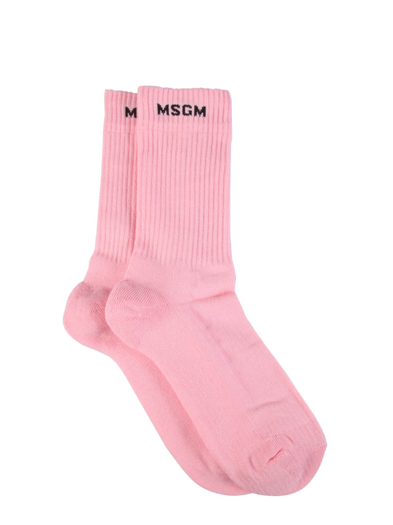 MSGM intarsia-logo Knitted Socks - Farfetch