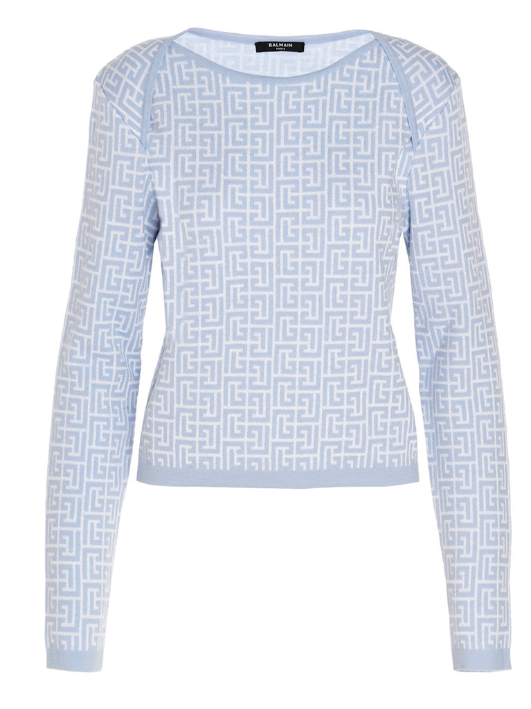 Balmain Monogram Jacquard Knit Sweater – Cettire