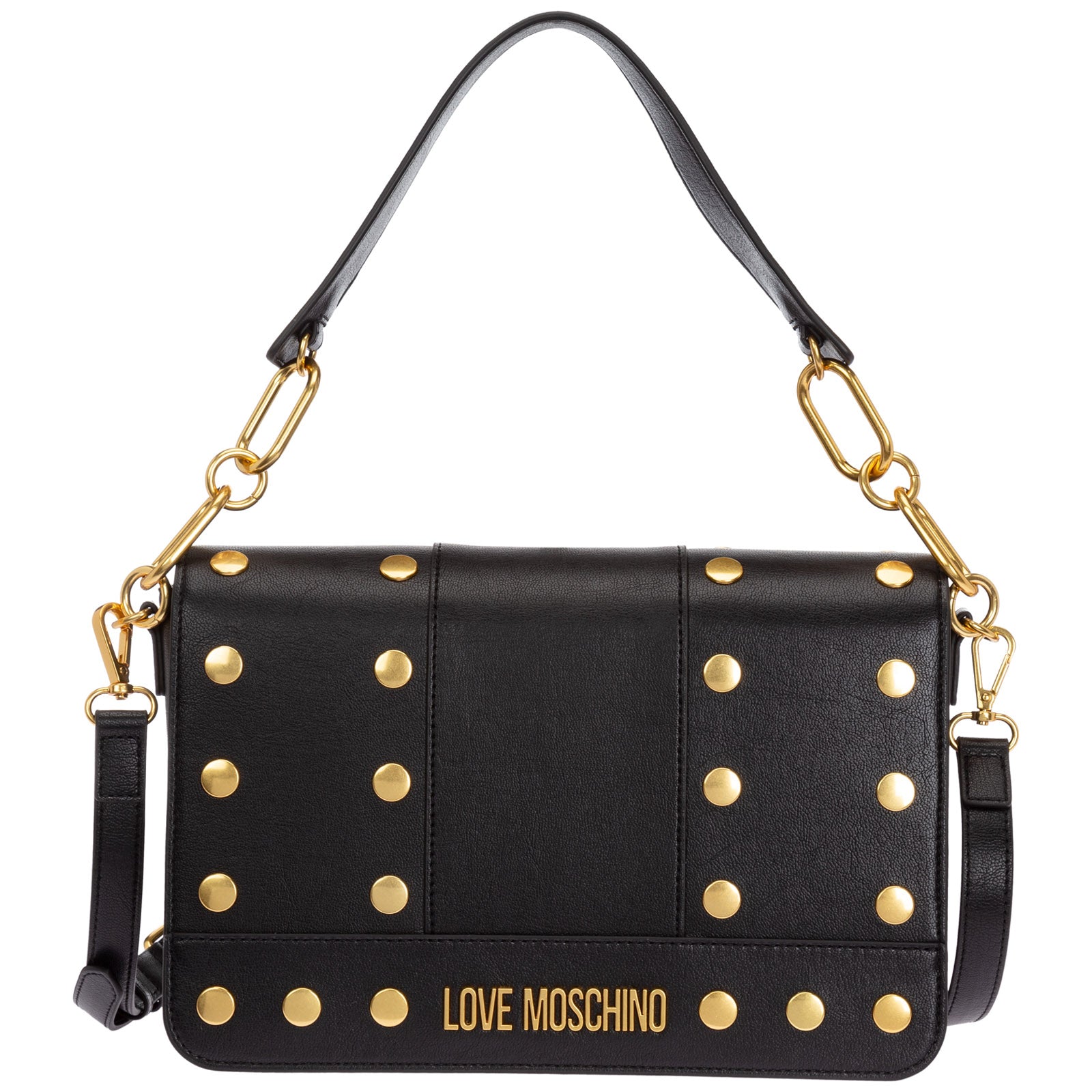 LOVE MOSCHINO LOVE MOSCHINO LOGO PLAQUE STUDDED SHOULDER BAG